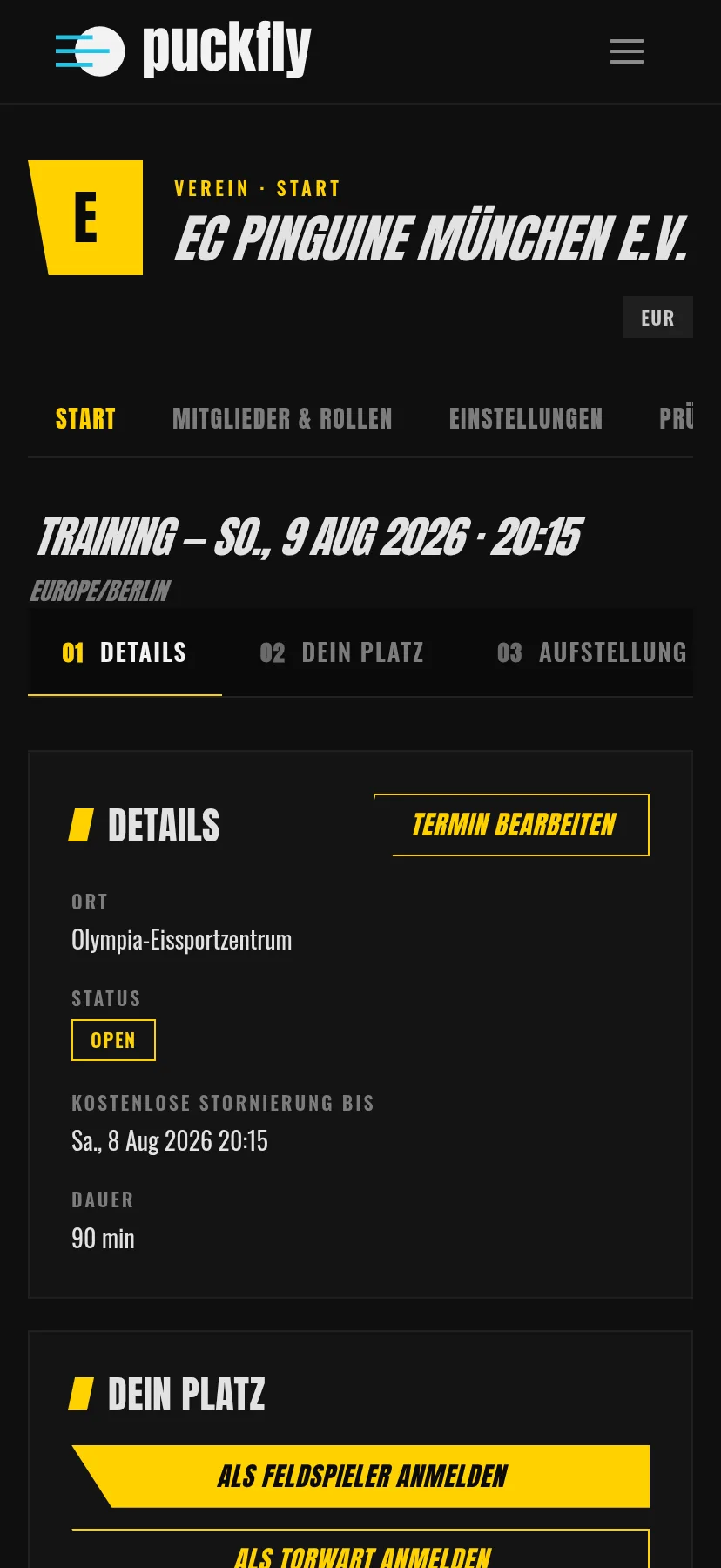 Die Aufstellung, vorher und nachher